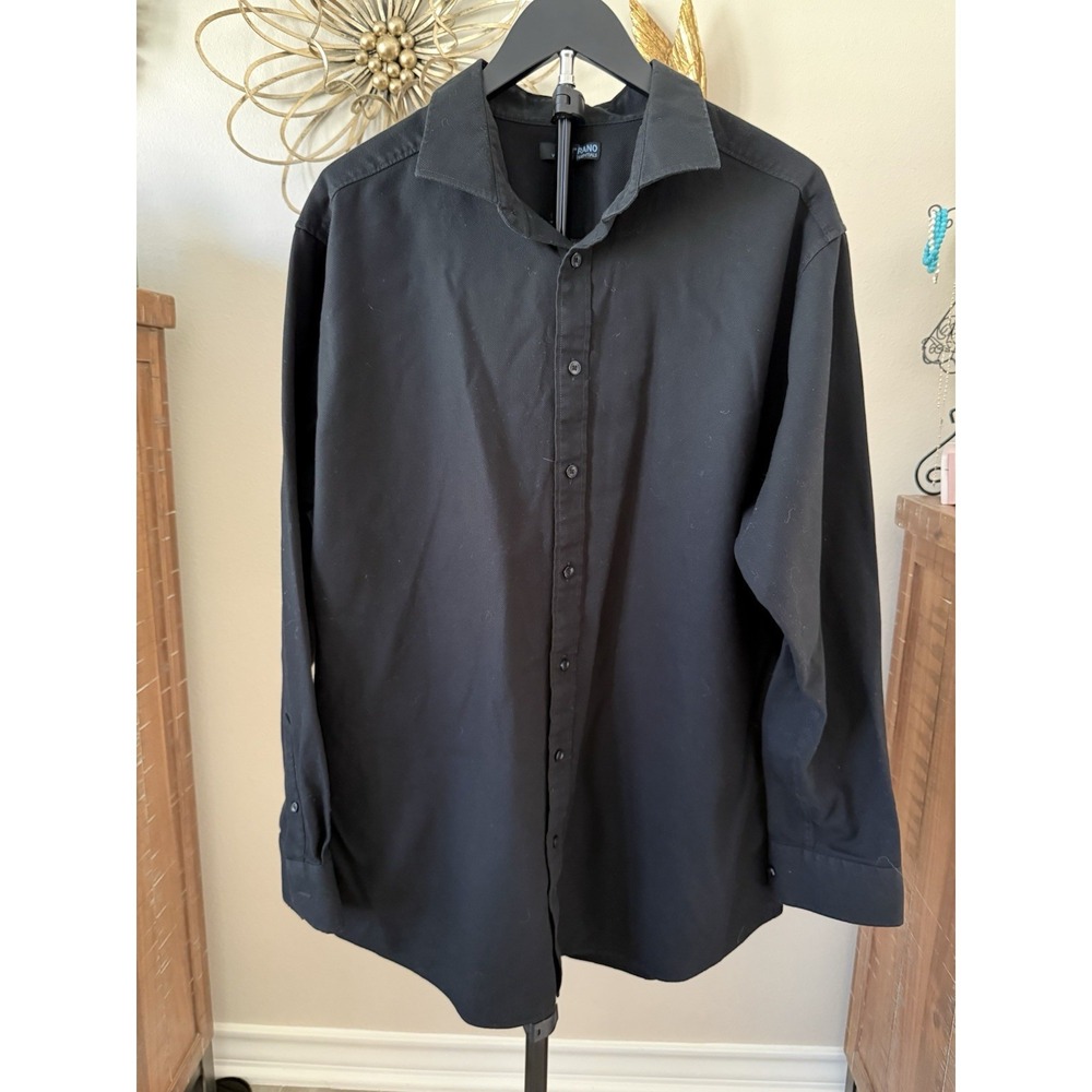 Murano Wardrobe‎ Essentials Mens 2XT Black Cotton Button Up Shirt Big Tall
